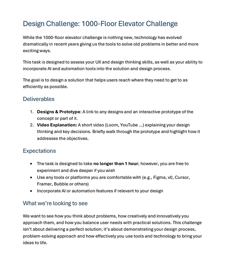 Original elevator design question
