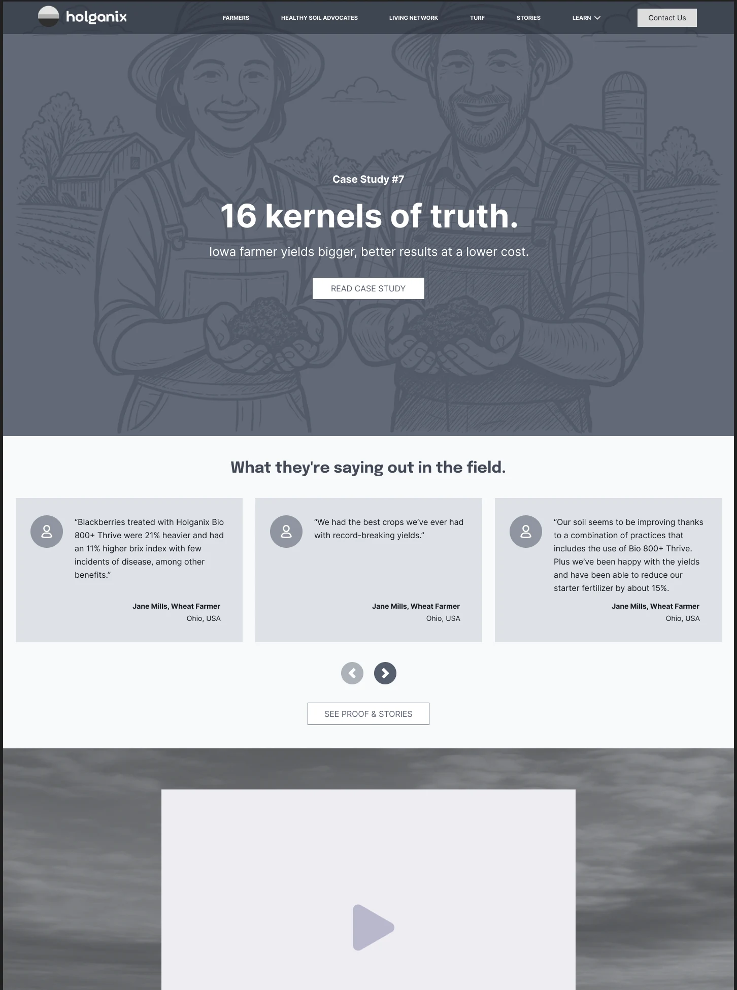 R5 farmers: a case study and testimonials lead into the deeper explanation.