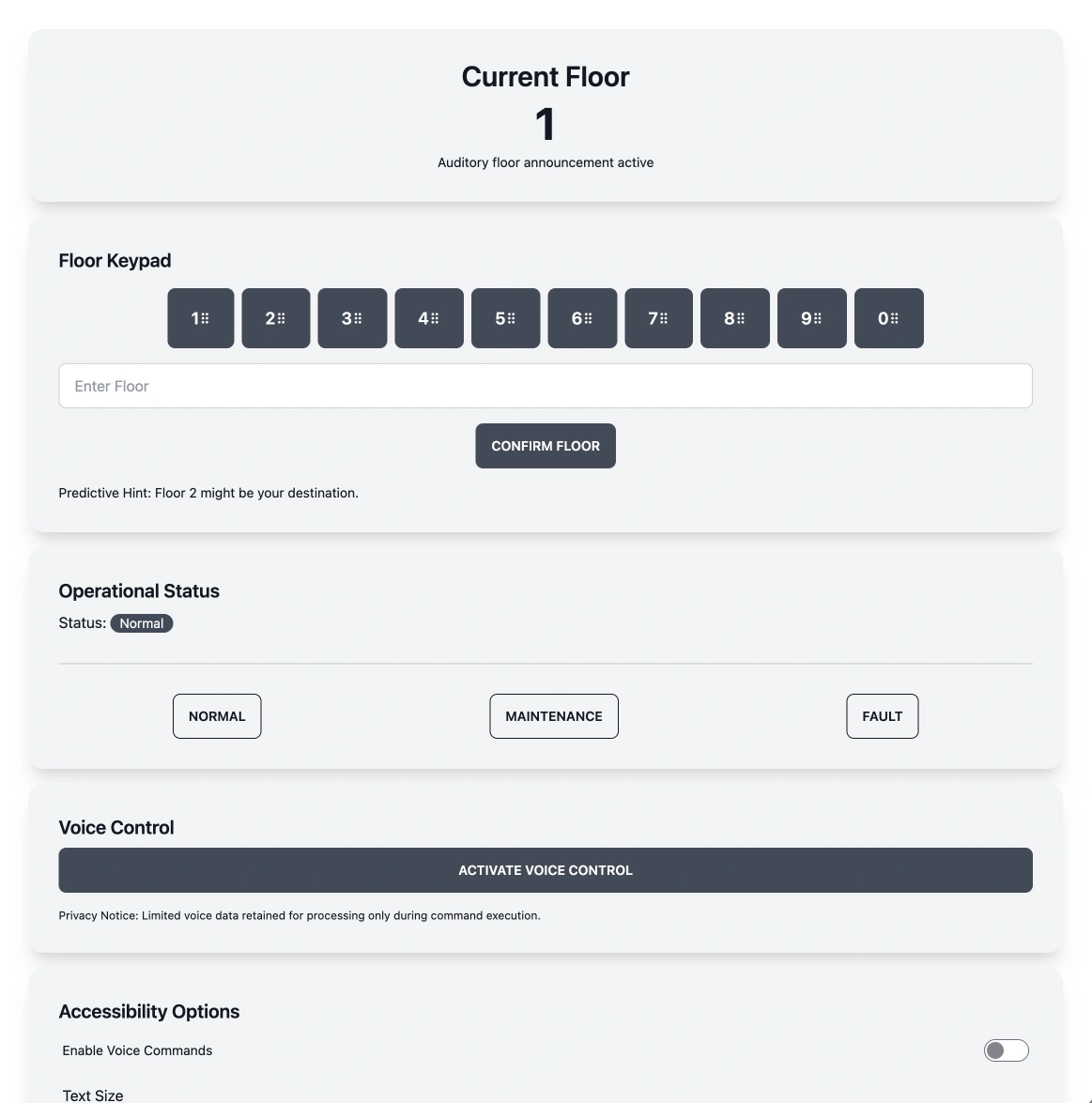 Original generated elevator interface variation 1