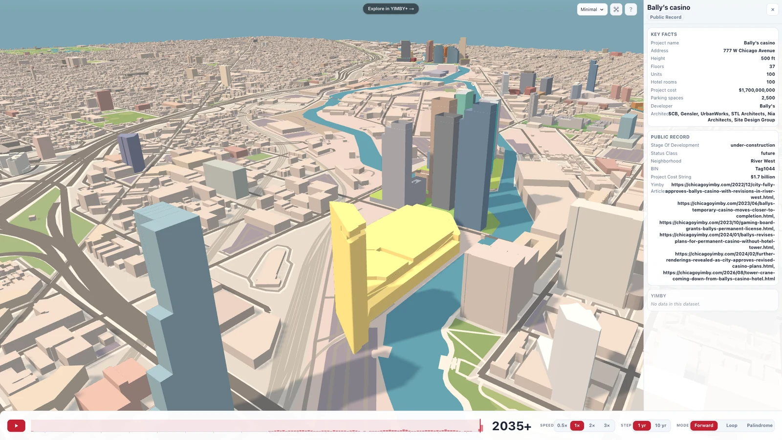 Bally's proposed model located in the Chicago city, shown in the product's future timeline slot
