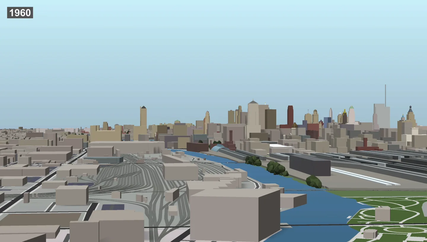 Chicago River model depicting 1960