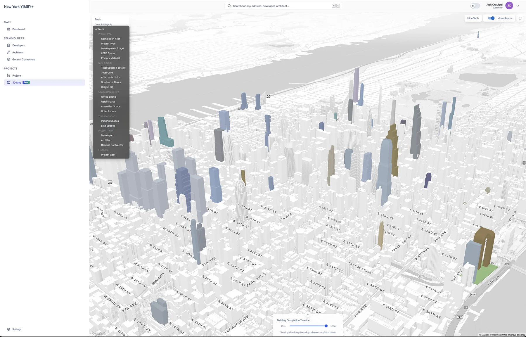 The earlier YIMBY+ layer selector