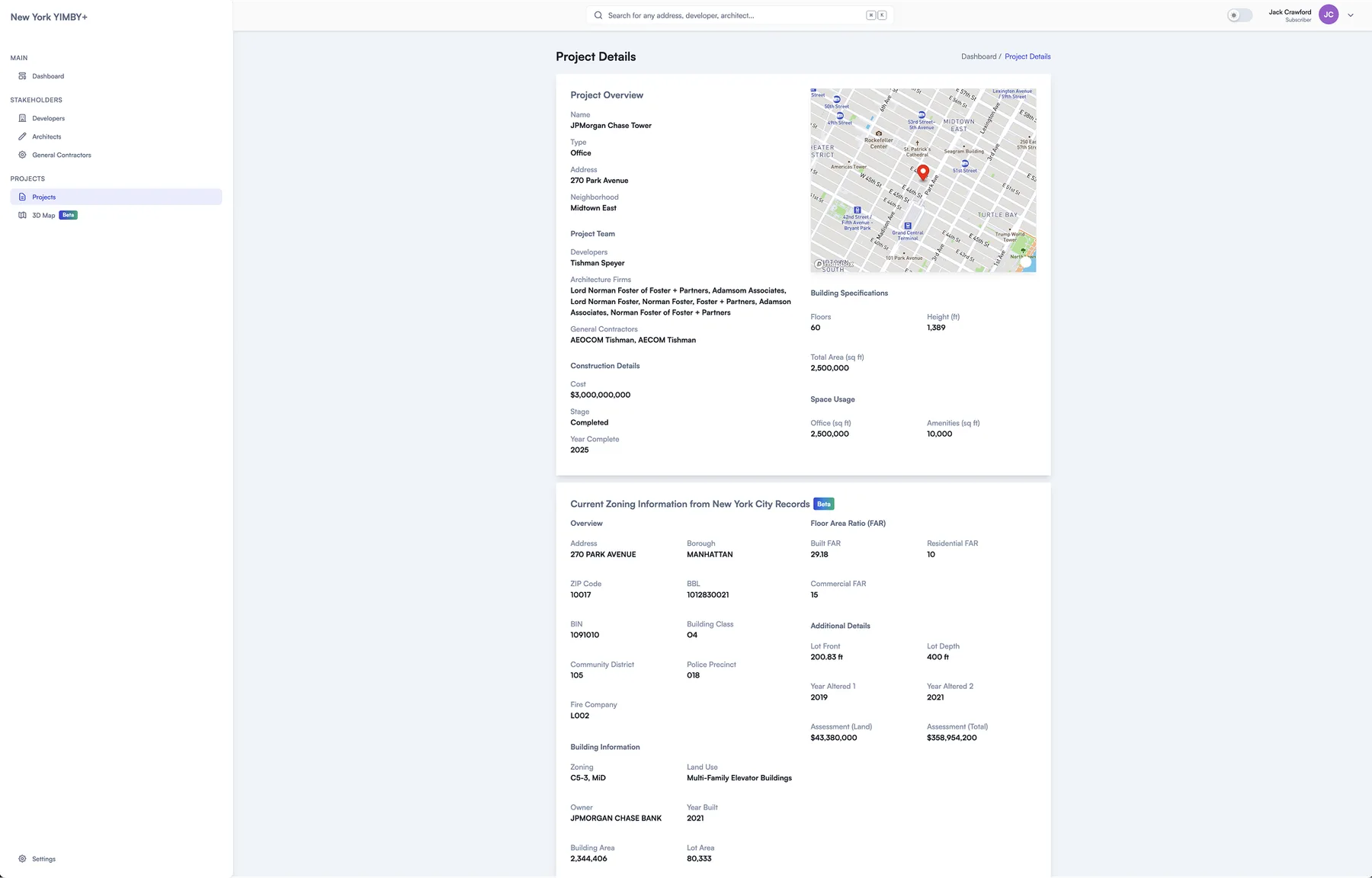 The original 2025 property and zoning information panel